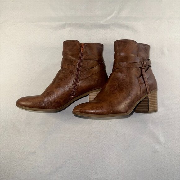 Frye & Co - Indiana Heeled Stacked Leather Ankle Boots Brown Women's Size 8M New - Picture 8 of 15